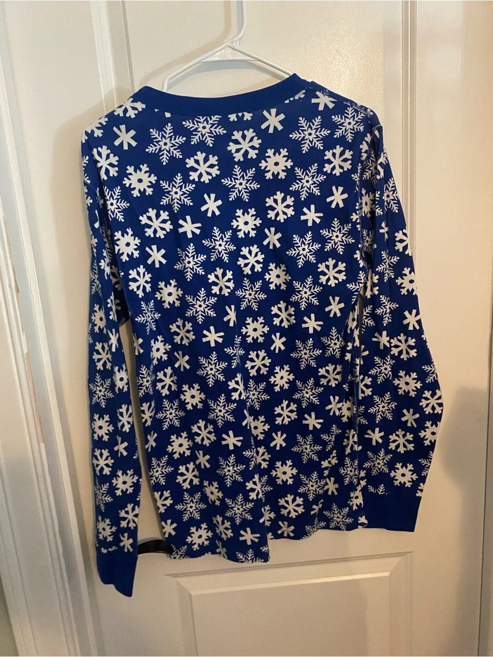 Hanna Andersson Royal Blue Snowflake Pajama Set Top M/Bottom L